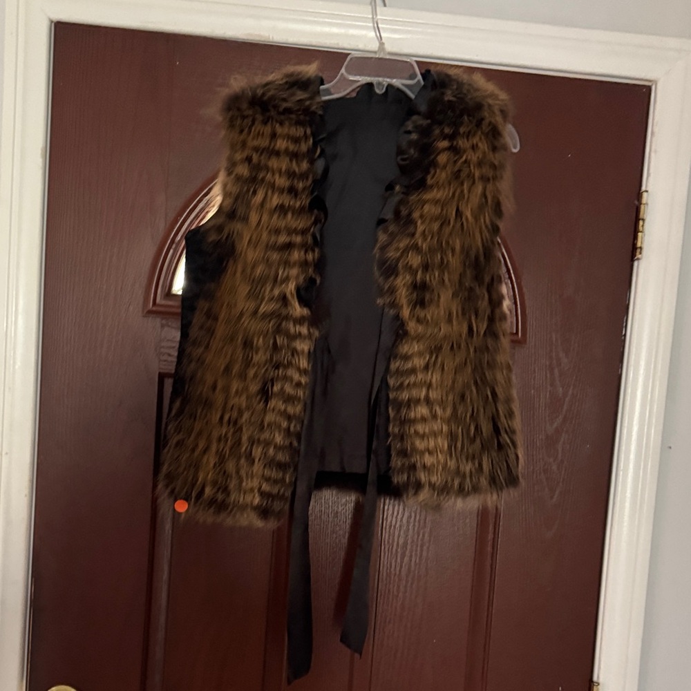 Faux Fur Brown and Black Women's Tank Top
